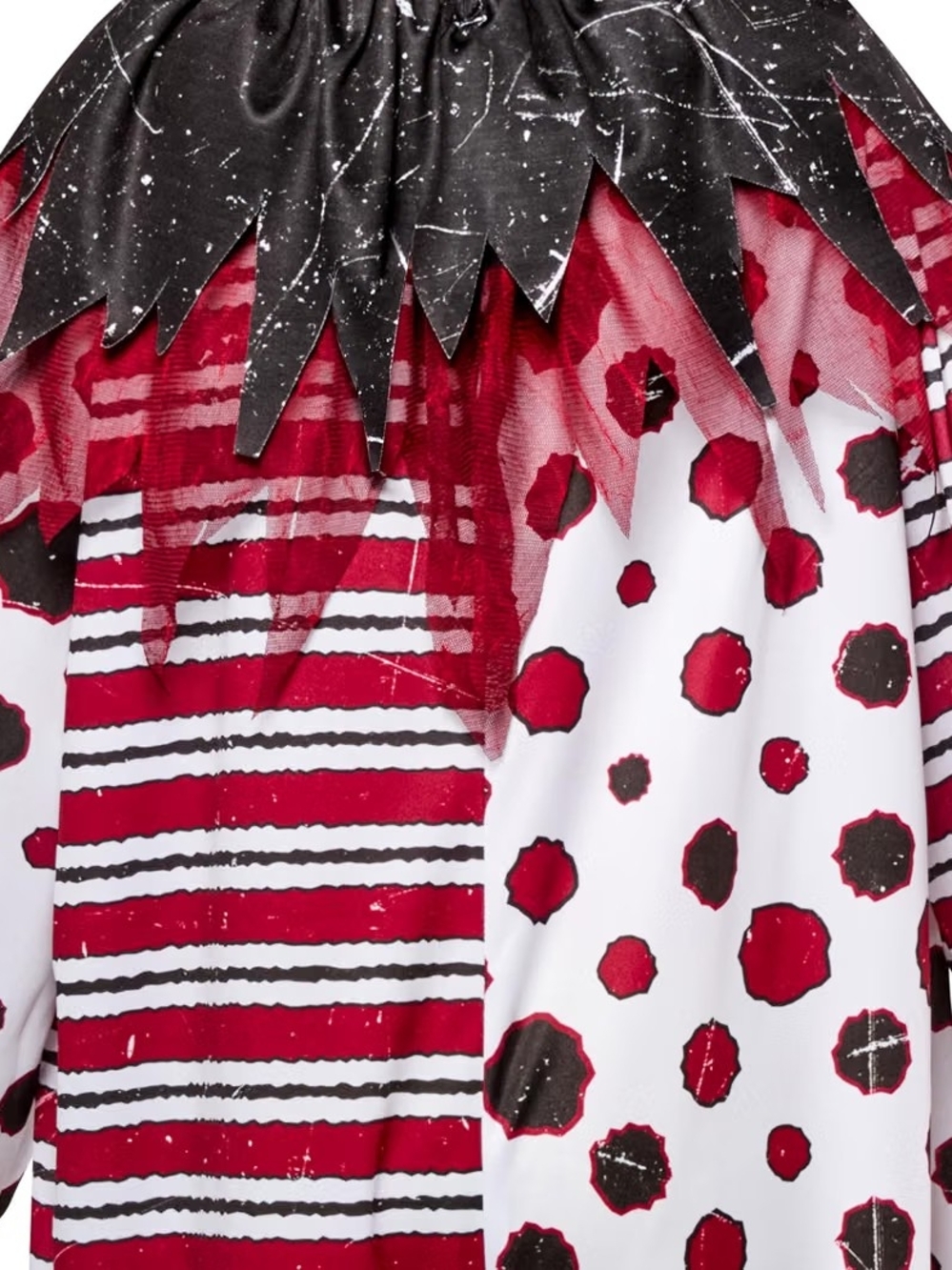 Kids Large / XL Red and White Spotted Striped Scary Clown Costume - Picture 7 of 16